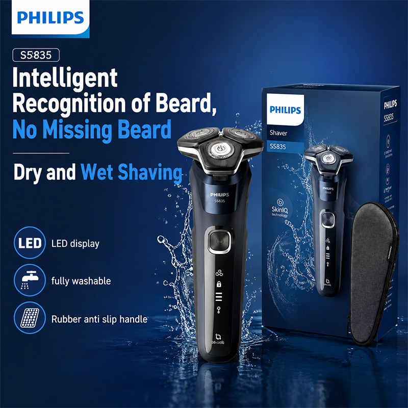 Mens Grooming Travel Kit - Afeitadora Eléctrica Philips S5835, Rotatoria, Húmeda