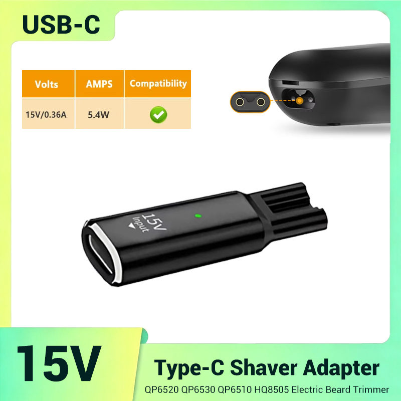 Electric Shaver Rotary - Adaptador de Carga Mini USB-C de