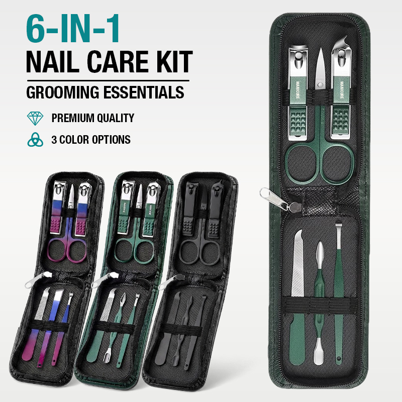 Juego de cortaúñas portátil 6  - Mens Grooming Travel Kit reseña y precio