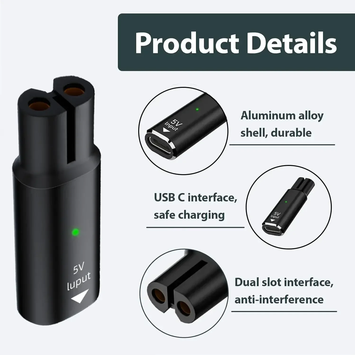 Adaptador de Carga Tipo C de 5 - Beard Trimmer reseña y precio